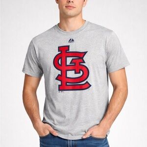 Majestic Men’s Size S St. Louis Cardinals MLB Gray T-Shirt STL Baseball Graphic